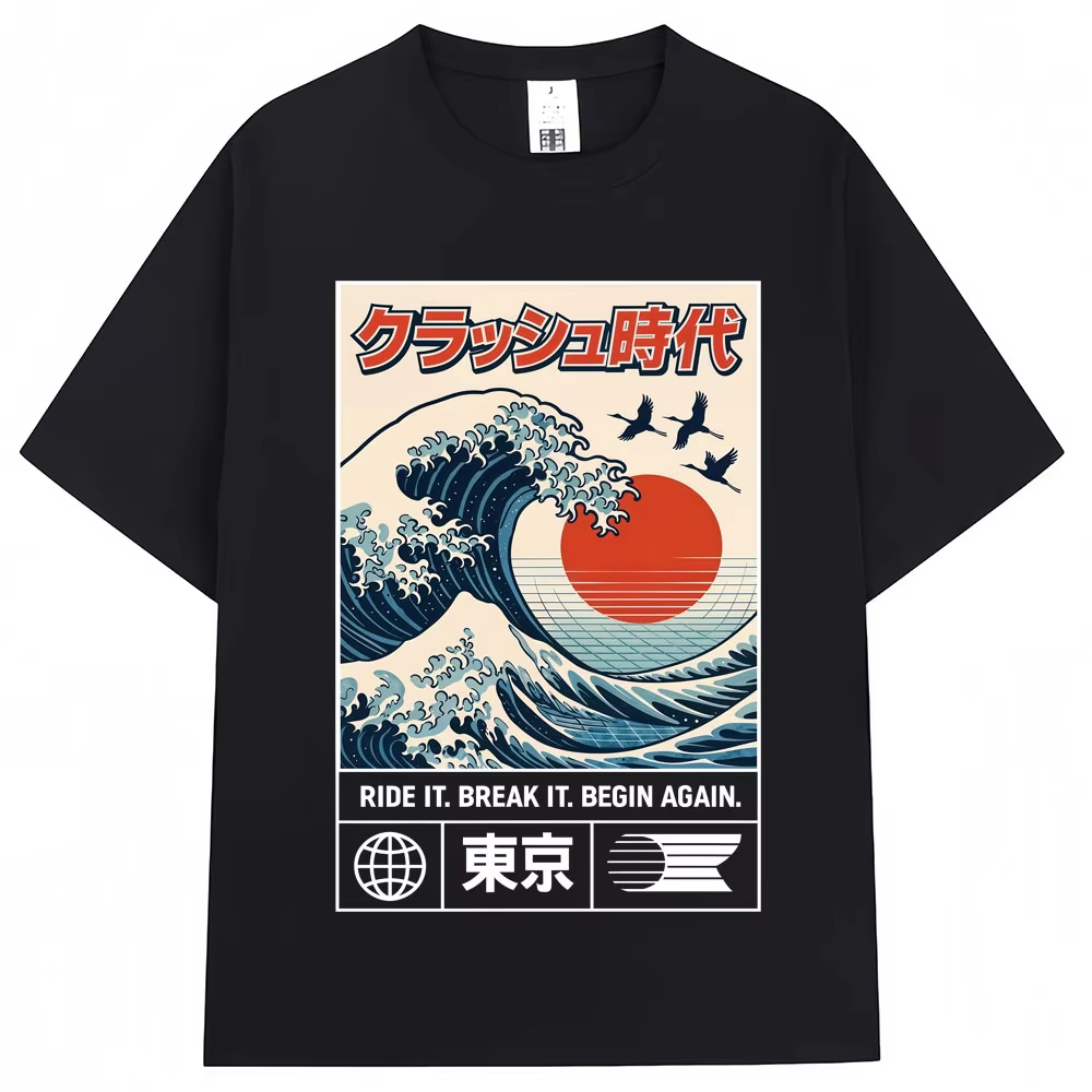 Vintage Fashion Tokyo - T-shirt con Grafica Tokyo e Onda