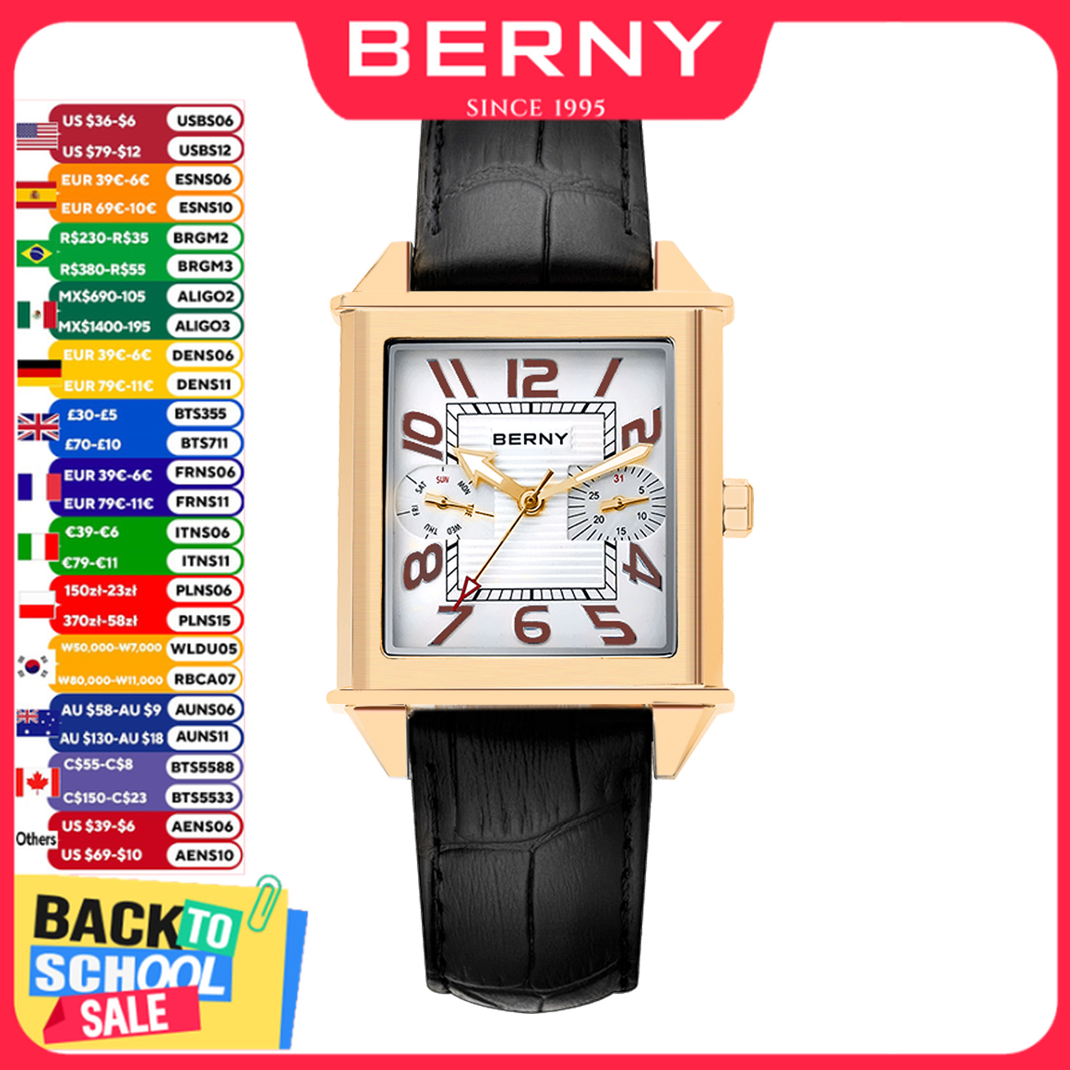 Vintage Fashion Week - BERNY 6P25 Orologio al Quarzo da