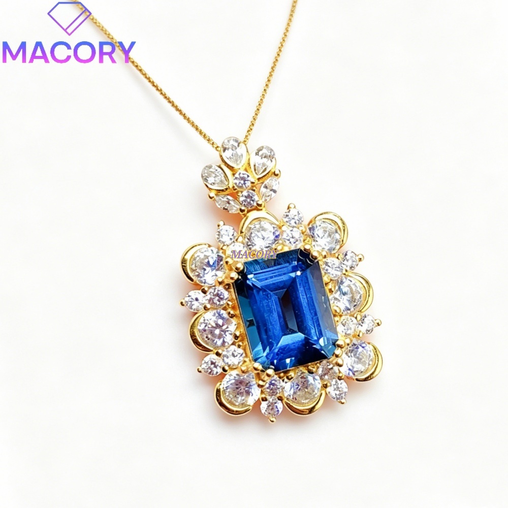 Vintage Fashion London - Collana con Pendente in Topazio Blu