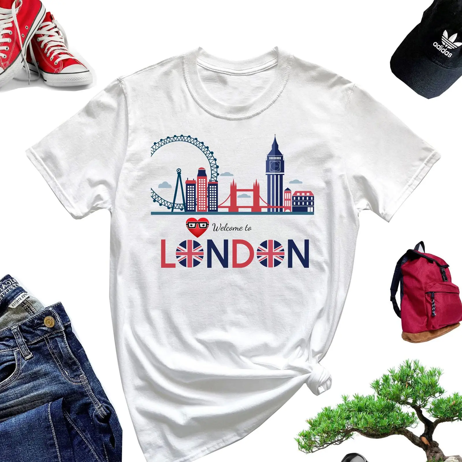 Vintage Fashion London - Maglietta Welcome to London, stile vintage,