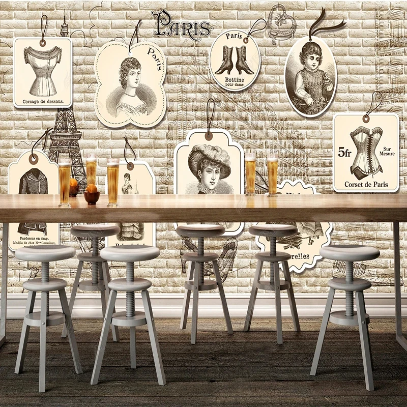 Vintage Fashion Labels - Carta da Parati Murale 3D con